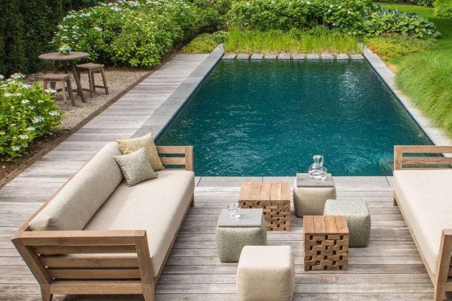 Canapé de jardin MILO 3 places en teck recyclé gris naturel au prix de 5.790 €